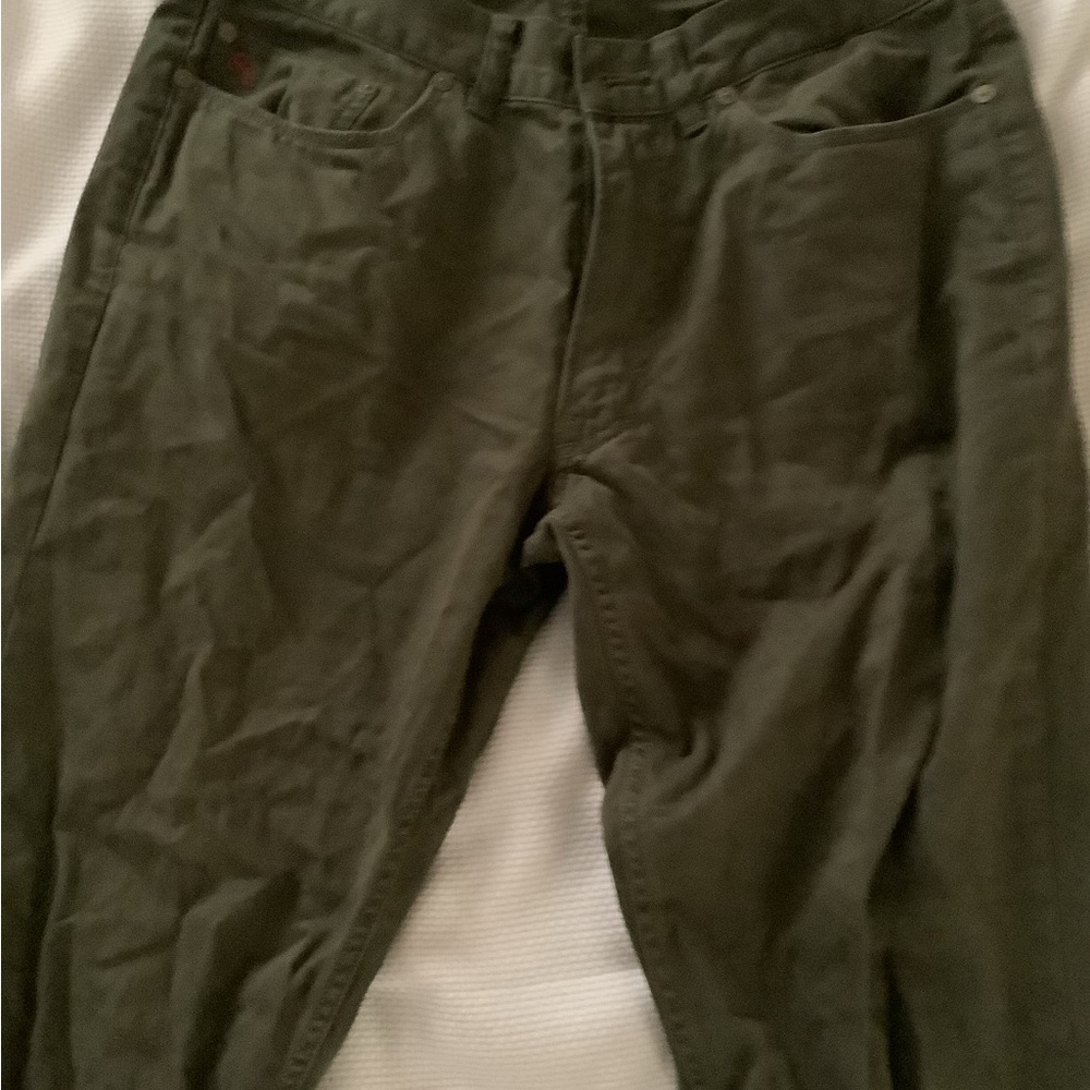 Khaki green straight leg chinos